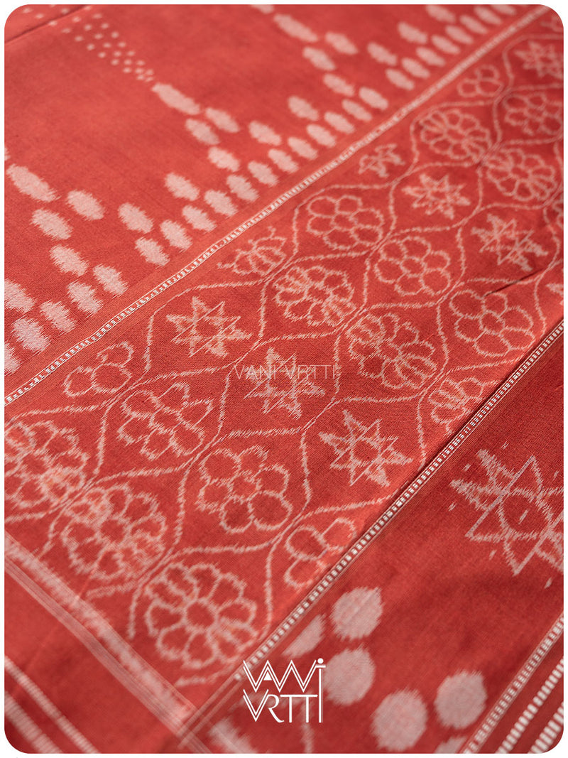Black Red Jotai Natural Dyed Cotton Ikat Saree