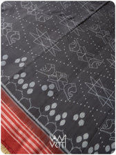 Black Red Jotai Natural Dyed Cotton Ikat Saree