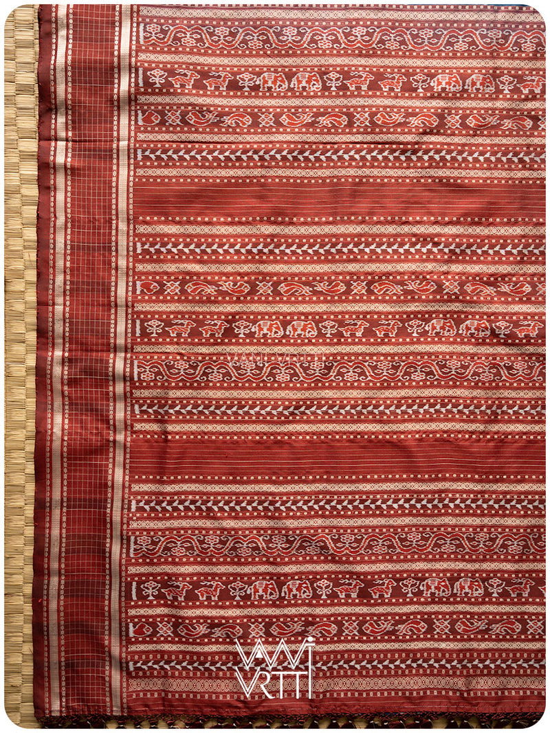 Indigo Coffee Vanya Jeevan Prakritik Madder Natural Dyed Mulberry Silk Ikat Saree