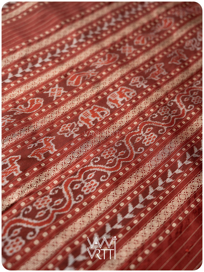 Indigo Coffee Vanya Jeevan Prakritik Madder Natural Dyed Mulberry Silk Ikat Saree