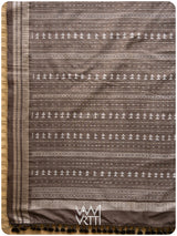 Grey Fern Butta Prakritik Tea Leaf Natural Dyed Mulberry Silk Ikat Saree