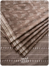 Grey Fern Butta Prakritik Tea Leaf Natural Dyed Mulberry Silk Ikat Saree
