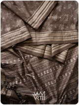Grey Fern Butta Prakritik Tea Leaf Natural Dyed Mulberry Silk Ikat Saree