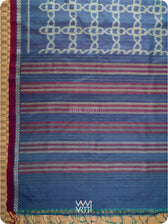 Purple Firozi Mughal Jaal Ikat Handspun Tussar Silk Saree