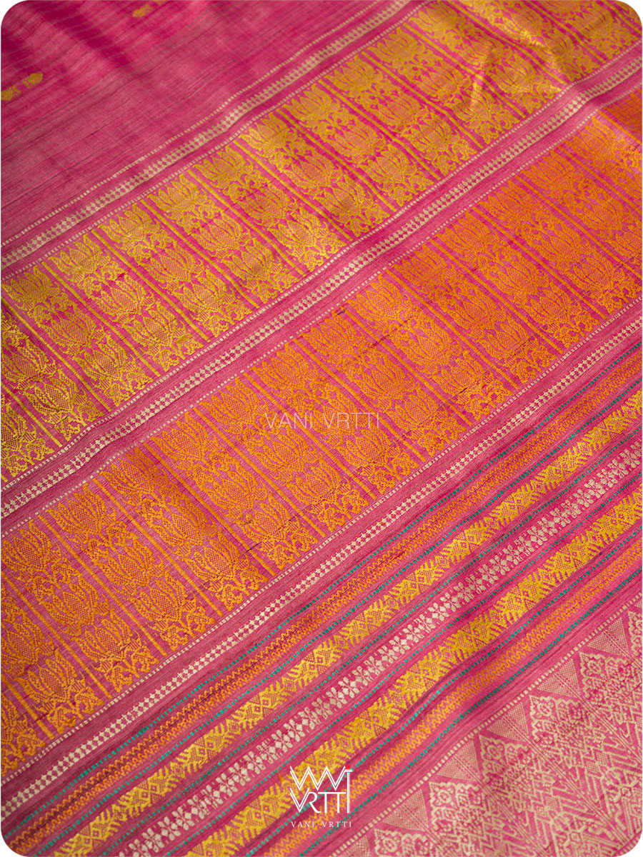 Rose Pink Ananta Handspun Tussar Silk Saree