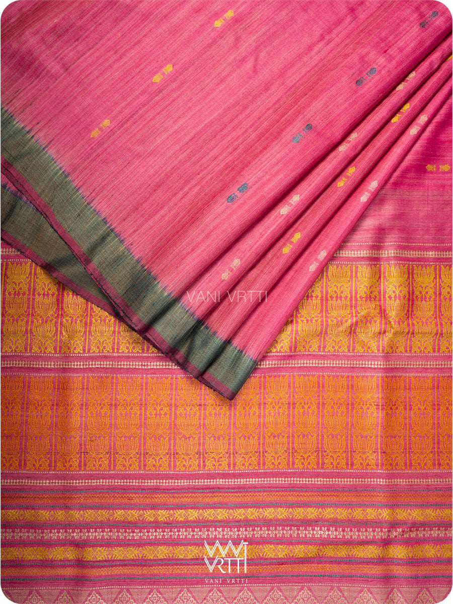 Rose Pink Ananta Handspun Tussar Silk Saree