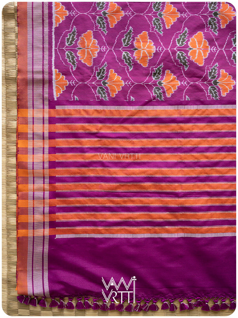 Deep Purplish Bougainvillea Pink Laal Jaba Mulberry Silk Saree