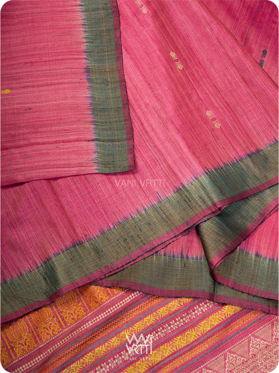 Rose Pink Ananta Handspun Tussar Silk Saree