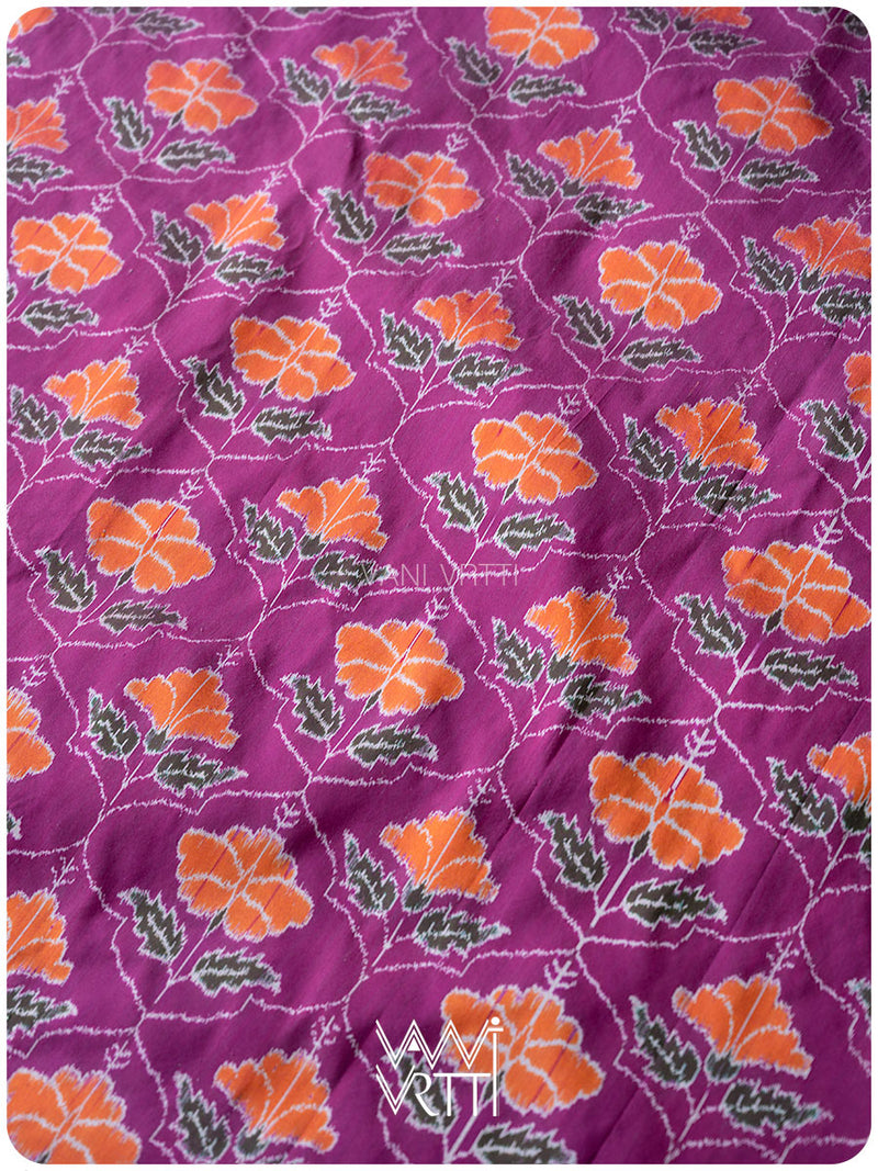 Deep Purplish Bougainvillea Pink Laal Jaba Mulberry Silk Saree