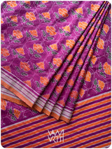 Deep Purplish Bougainvillea Pink Laal Jaba Mulberry Silk Saree
