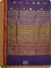 Purple Orange Parijat Meena Design Handspun Tussar Silk Saree