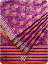 Deep Purplish Bougainvillea Pink Laal Jaba Mulberry Silk Saree
