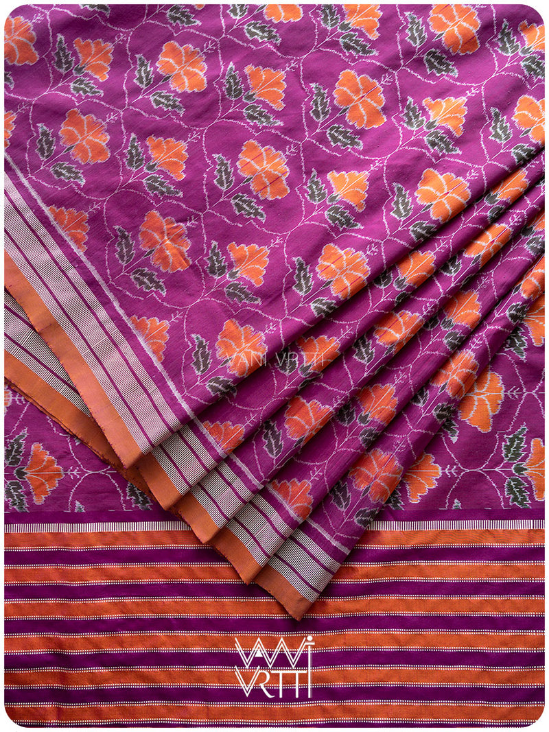 Deep Purplish Bougainvillea Pink Laal Jaba Mulberry Silk Saree