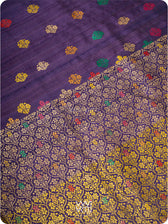 Purple Orange Parijat Meena Design Handspun Tussar Silk Saree