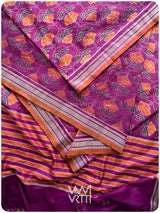 Deep Purplish Bougainvillea Pink Laal Jaba Mulberry Silk Saree