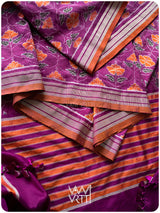 Deep Purplish Bougainvillea Pink Laal Jaba Mulberry Silk Saree