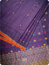 Purple Orange Parijat Meena Design Handspun Tussar Silk Saree