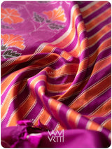 Deep Purplish Bougainvillea Pink Laal Jaba Mulberry Silk Saree