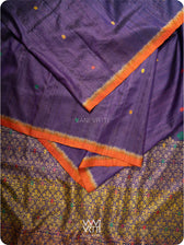 Purple Orange Parijat Meena Design Handspun Tussar Silk Saree