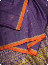 Purple Orange Parijat Meena Design Handspun Tussar Silk Saree
