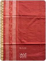 Black Red Hathi Natural Dyed Cotton Ikat Saree