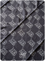 Black Red Hathi Natural Dyed Cotton Ikat Saree