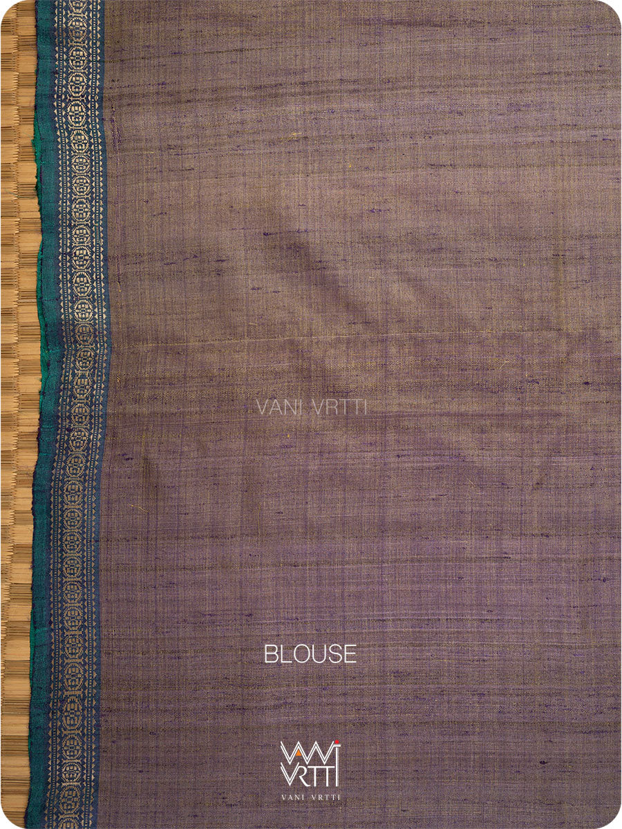 Yellow purple Green Aarush Handspun Tussar Silk Saree