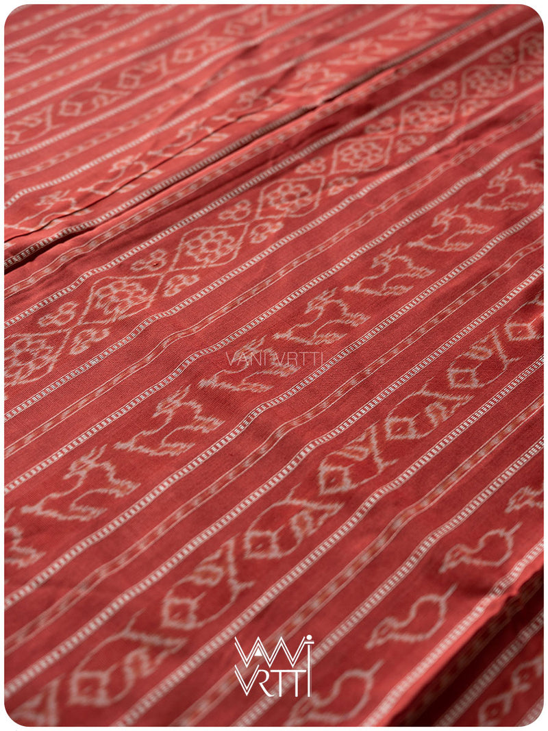 Black Red Hathi Natural Dyed Cotton Ikat Saree