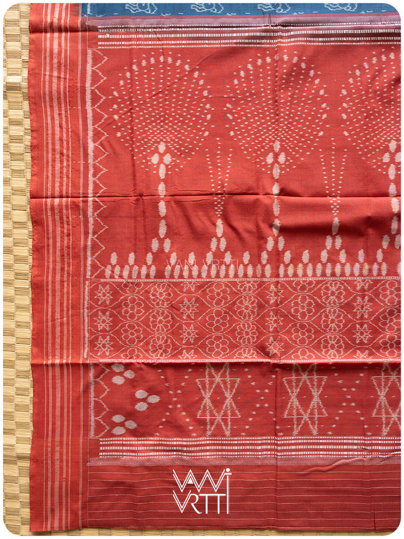 Indigo Madder Singha Natural Dyed Cotton Ikat Saree
