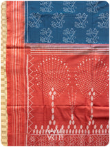 Indigo Madder Singha Natural Dyed Cotton Ikat Saree