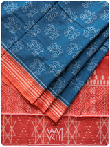 Indigo Madder Singha Natural Dyed Cotton Ikat Saree