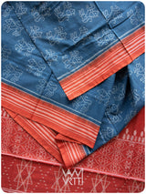 Indigo Madder Singha Natural Dyed Cotton Ikat Saree