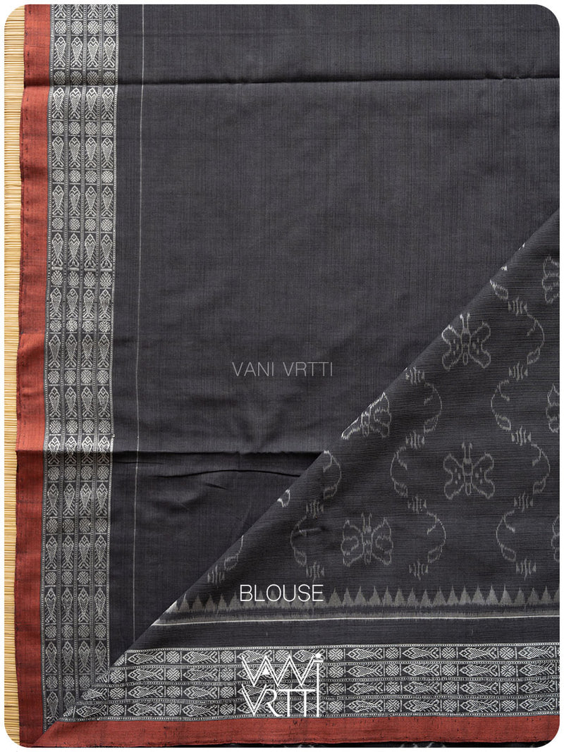Black Butterfly Natural Dyed Cotton Ikat Saree