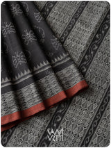 Black Butterfly Natural Dyed Cotton Ikat Saree
