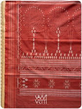 Black Red Lion Natural Dyed Cotton Ikat Saree