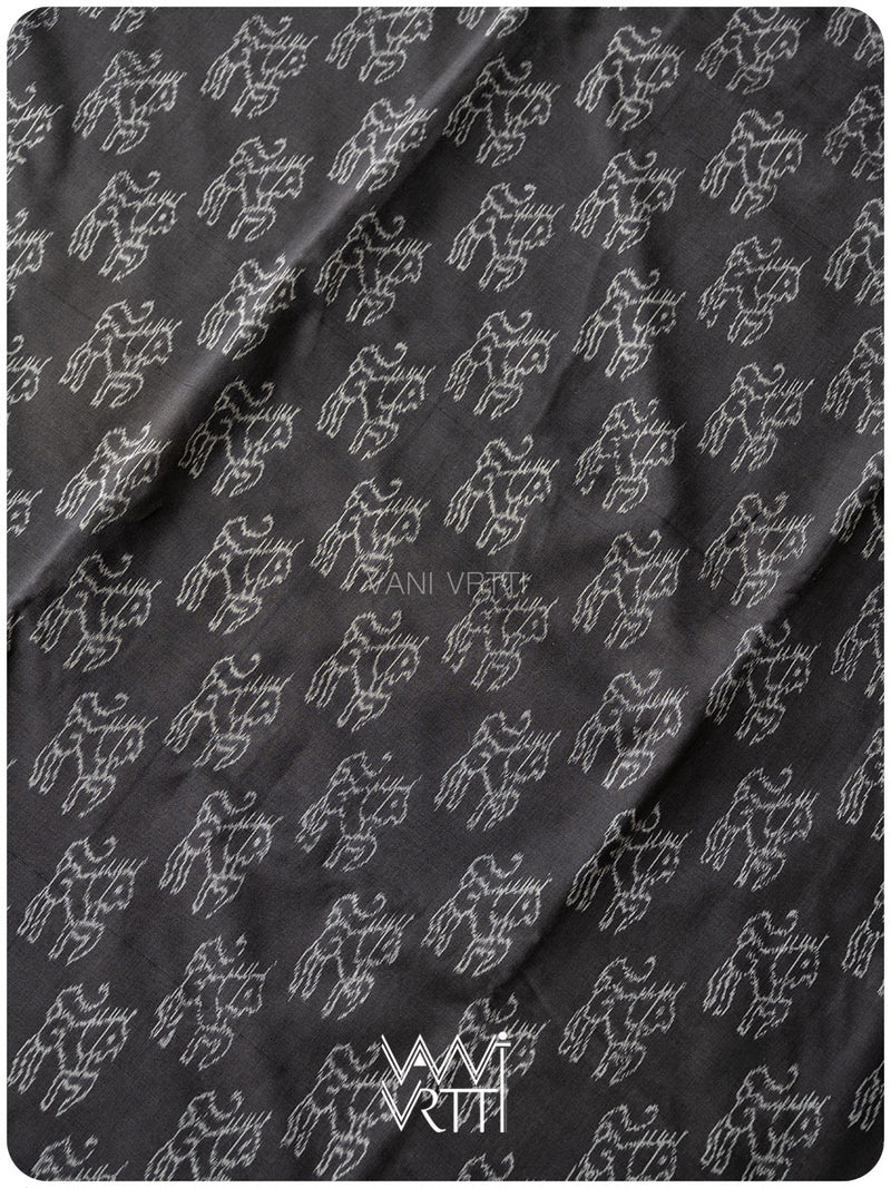 Black Red Lion Natural Dyed Cotton Ikat Saree
