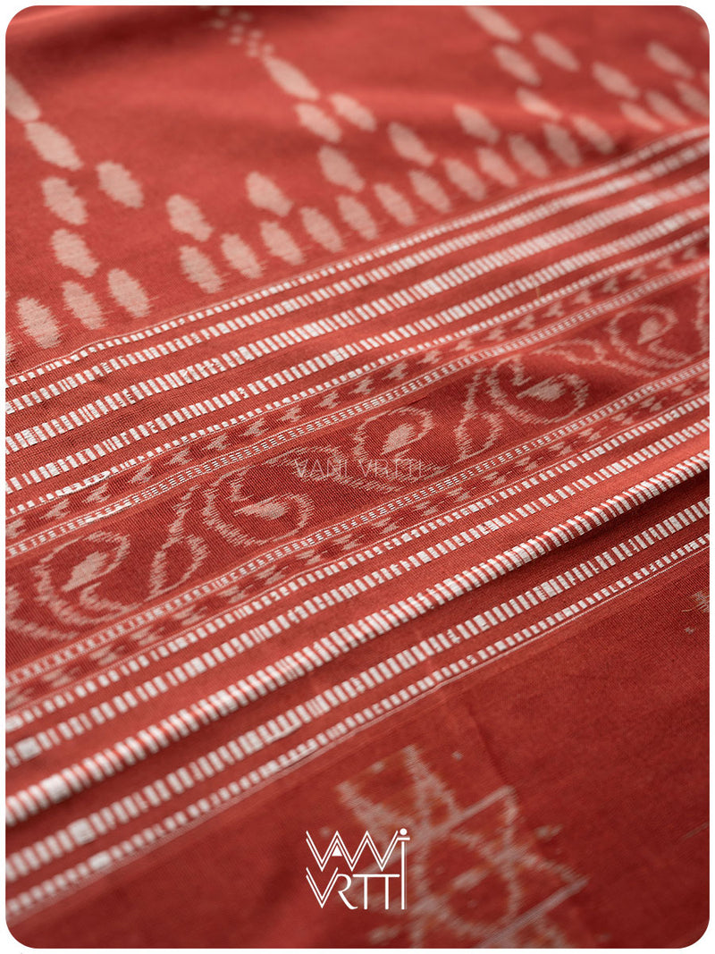 Black Red Lion Natural Dyed Cotton Ikat Saree