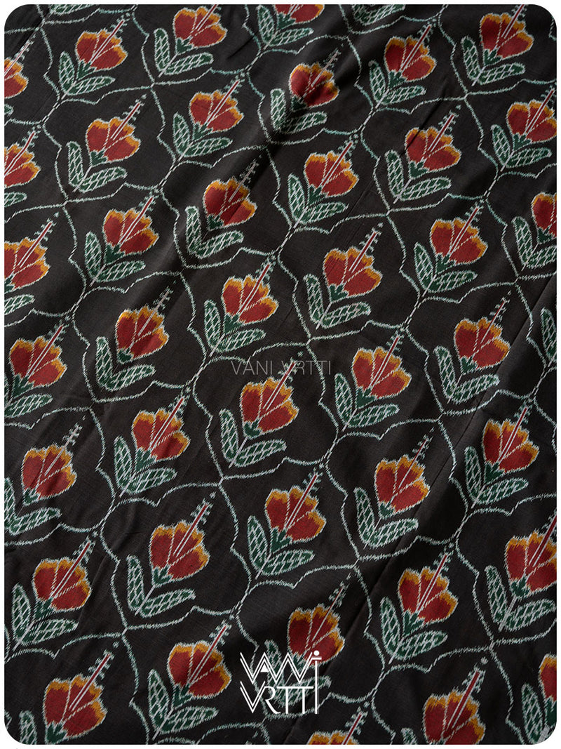 Black Laal Jaba Single Ikat Fine Cotton Saree