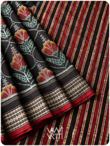Black Laal Jaba Single Ikat Fine Cotton Saree