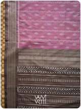 Pink Lilac Peepal Lac Natural Dyed Mulberry Silk Ikat Saree