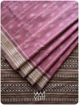 Pink Lilac Peepal Lac Natural Dyed Mulberry Silk Ikat Saree
