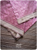 Pink Lilac Peepal Lac Natural Dyed Mulberry Silk Ikat Saree