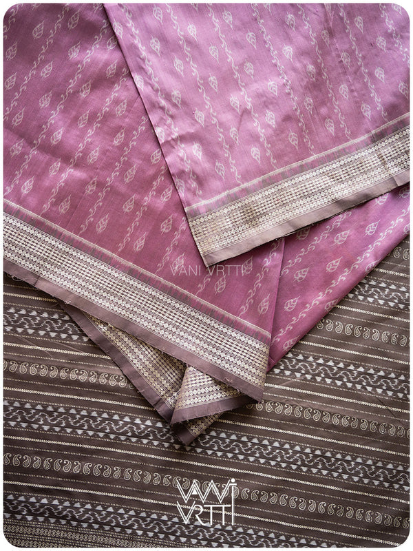 Pink Lilac Peepal Lac Natural Dyed Mulberry Silk Ikat Saree