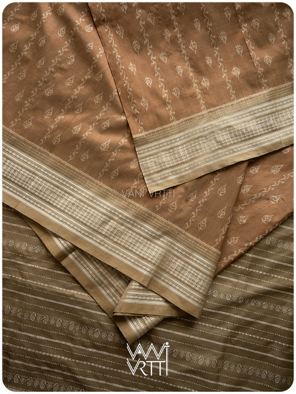 Mustard Peepal Harida Natural Dyed Mulberry Silk Ikat Saree