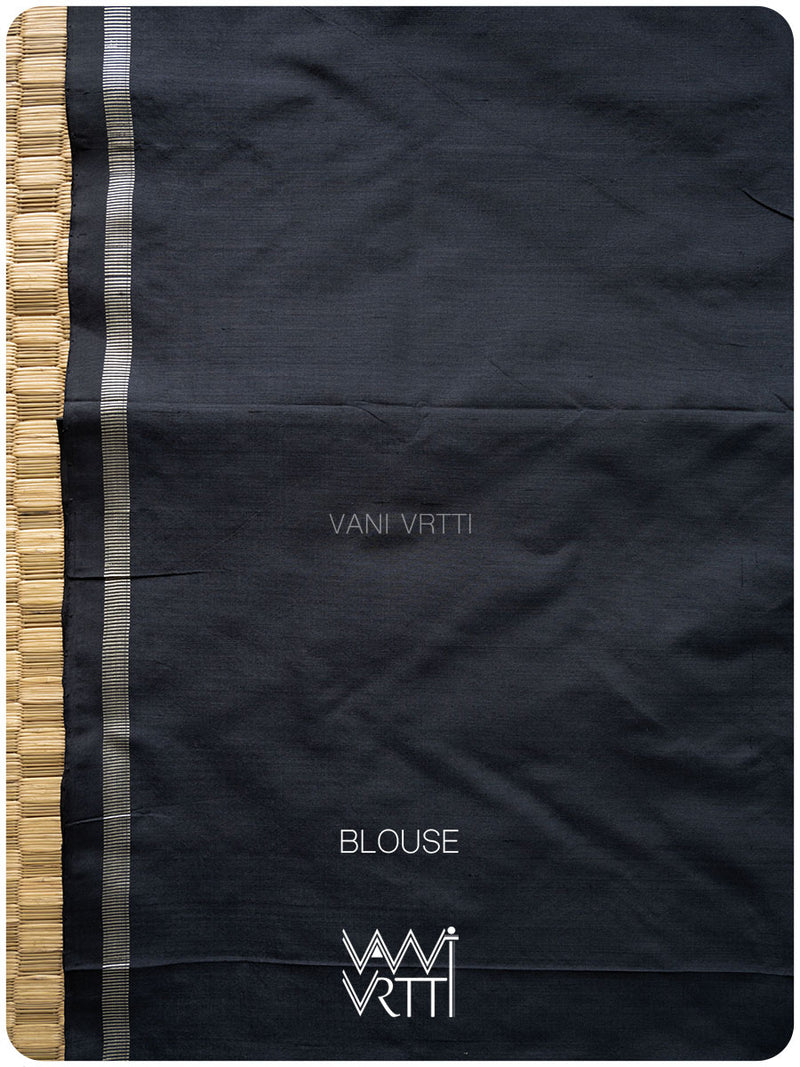 Black Hibiscus Iron Rust Natural Dyed Mulberry Silk Ikat Saree