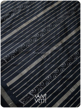 Black Hibiscus Iron Rust Natural Dyed Mulberry Silk Ikat Saree