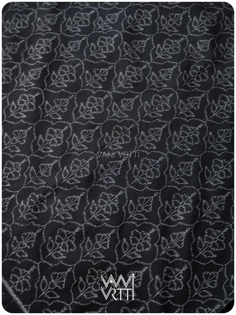 Black Hibiscus Iron Rust Natural Dyed Mulberry Silk Ikat Saree