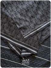 Black Hibiscus Iron Rust Natural Dyed Mulberry Silk Ikat Saree