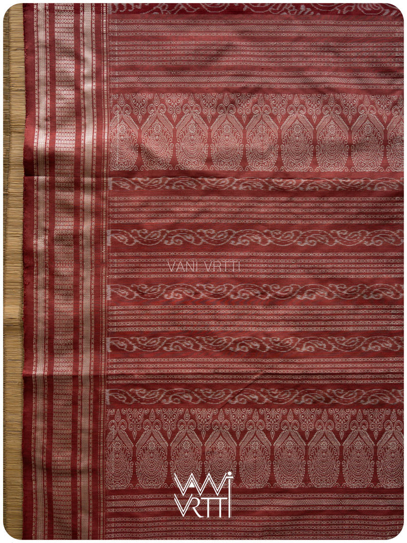 Light Madder Jhoti Natural Dyed Mulberry Silk Ikat Saree