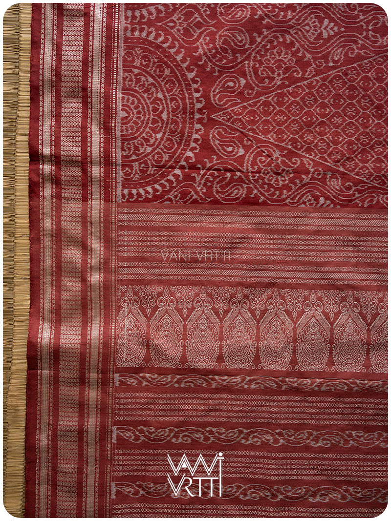 Light Madder Jhoti Natural Dyed Mulberry Silk Ikat Saree
